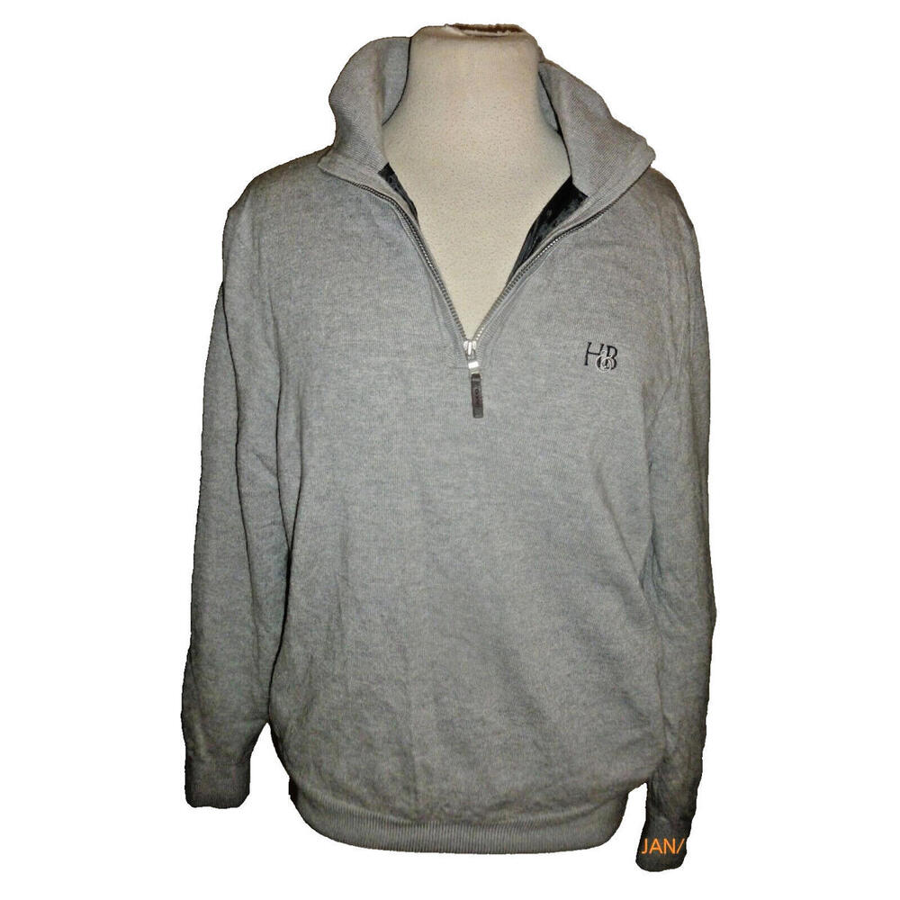 Fairway & Greene Natural 1/4 Zip Sweater Merino Wool Gray Windbreaker Golf M